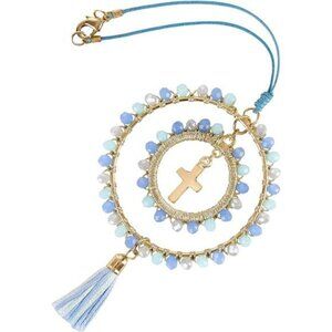 Crystal cross car mirror hanging suncatcher rearview charm keychain bag accessor